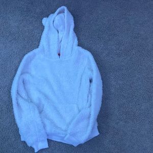 Soft fluffy white hoodie